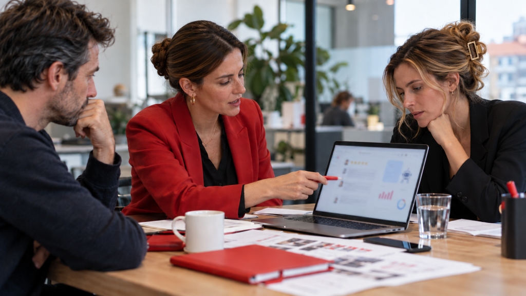 Zespół HR i employer branding analizujący wizerunek pracodawcy w AI i internecie